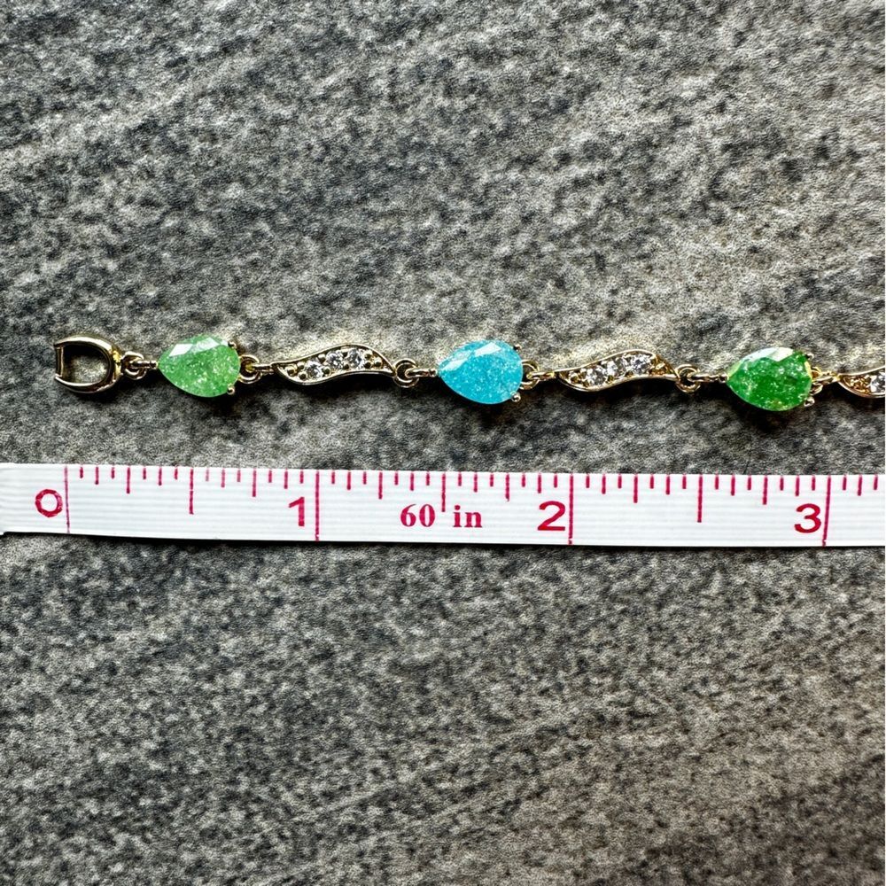 NEW Yellow Gold Pear Shaped Multicolor Galaxy Candy Stones 6.5” or 7.5” Bracelet - Picture 8 of 16